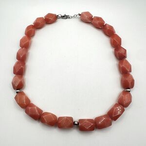 18" faceted Red Aventurine stone necklace w/ sterling silver accents and clasp!